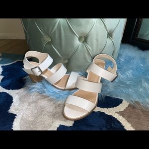 White block heel sandals